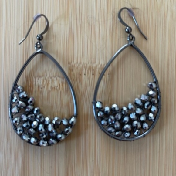 Oxidized Silver Teardrop Earrings - Picture 2 of 2